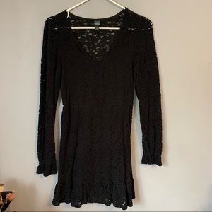 black long sleeve mini dress